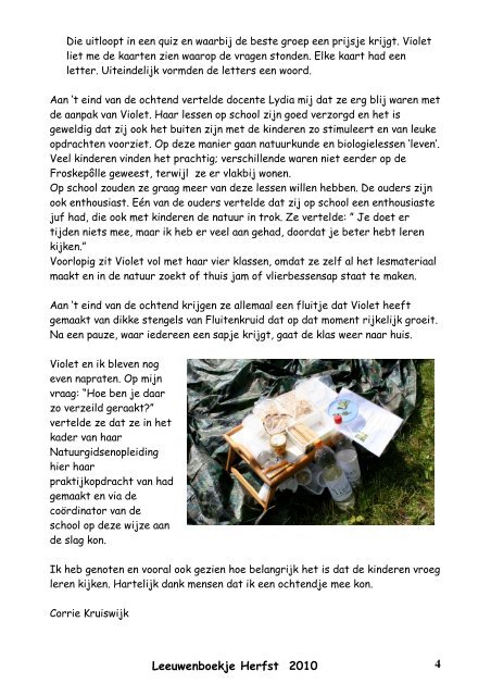 het verslag uit 2010 van Corrie Kruiswijk - IVN - Leeuwarden