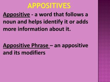 1.5 Nouns as Appositives - Epiphany Catholic School
