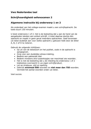 Vwo Nederlands oefenexamen 2 - DUO