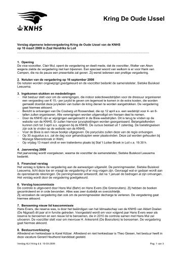 Notulen voorjaarsvergadering dd. 10 maart 2009 - Kring De Oude ...