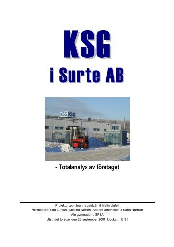 Analys av KSG i Surte - Ale gymnasium