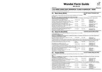 Wondai Form Guide - Thoroughbred Racing QLD