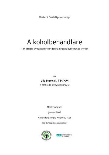 Alkoholbehandlare. En studie av faktorer för ... - Gestaltakademin