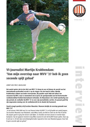 VI-journalist Martijn Krabbendam: 'Van mijn overstap naar MVV '27 ...