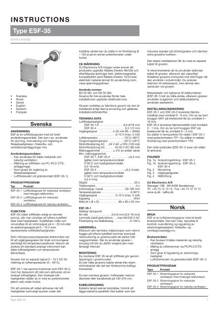 Type ESF-35 INSTRUCTIONS - OJ Electronics