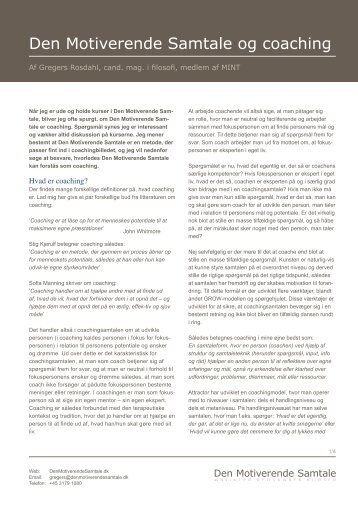 download gregers' artikel om den motiverende samtale og coaching