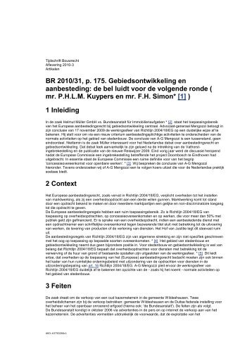 BR 2010/31, p. 175. Gebiedsontwikkeling en aanbesteding: de ... - Akd