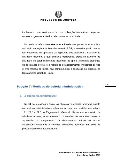 Boas Práticas no Controlo Municipal do Ruído - Provedor de Justiça