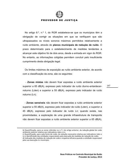 Boas Práticas no Controlo Municipal do Ruído - Provedor de Justiça