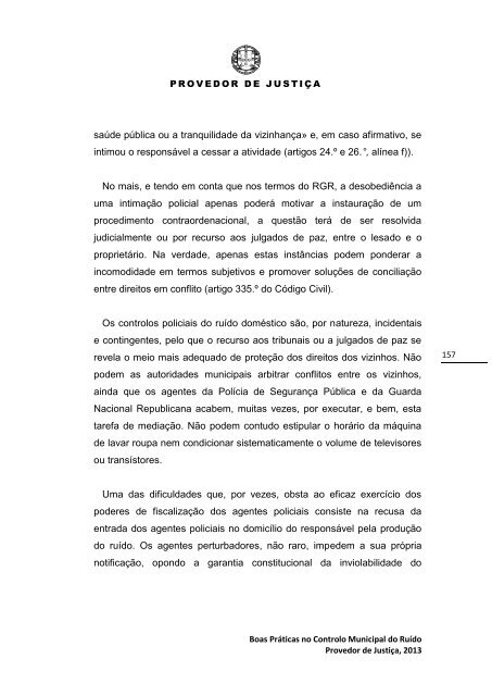 Boas Práticas no Controlo Municipal do Ruído - Provedor de Justiça