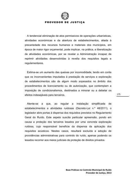 Boas Práticas no Controlo Municipal do Ruído - Provedor de Justiça