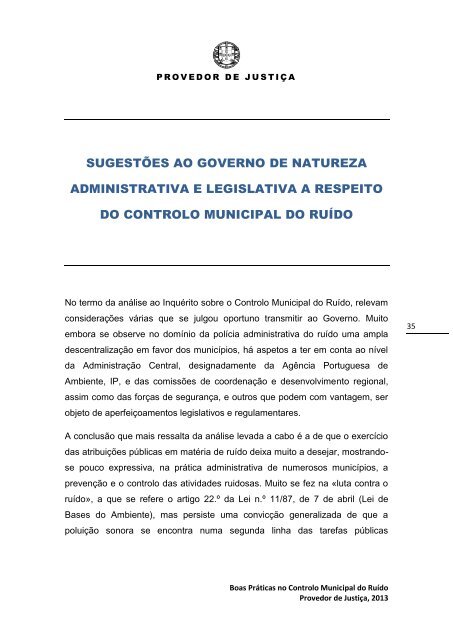 Boas Práticas no Controlo Municipal do Ruído - Provedor de Justiça