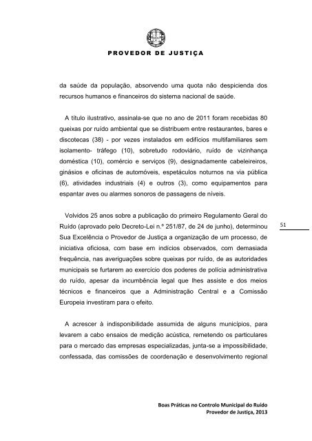 Boas Práticas no Controlo Municipal do Ruído - Provedor de Justiça