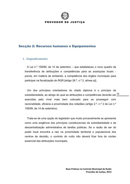 Boas Práticas no Controlo Municipal do Ruído - Provedor de Justiça