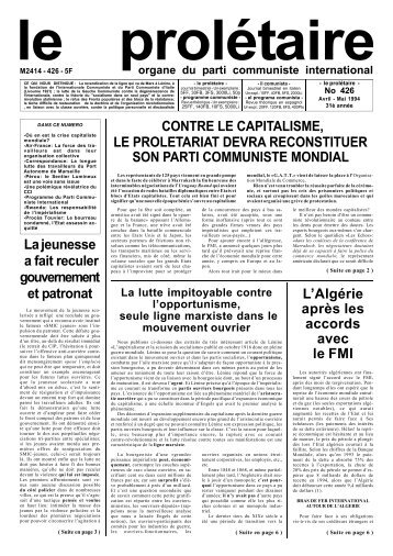 CONTRE LE CAPITALISME, LE PROLETARIAT DEVRA ... - pcint.org