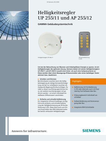 Helligkeitsregler UP 255/11 und AP 255/12 - eib-info.ch