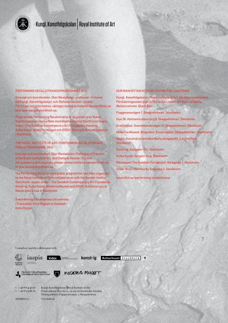 Performing Recalcitrance 24–30 mars/March 2012 Kungl ...