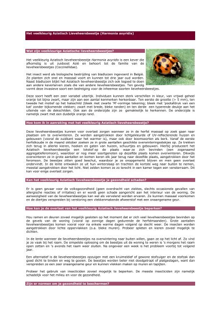 Het veelkleurig Aziatisch Lieveheersbeestje (Harmonia axyridis ...