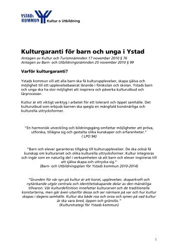 Kulturgaranti för barn och unga - Ystads kommun