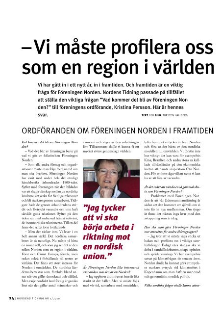 Nordens Tidning nr 1 2010 - Föreningen Norden