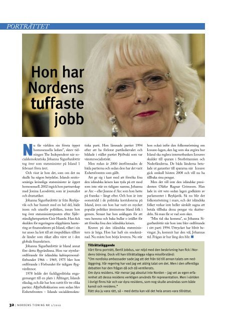 Nordens Tidning nr 1 2010 - Föreningen Norden