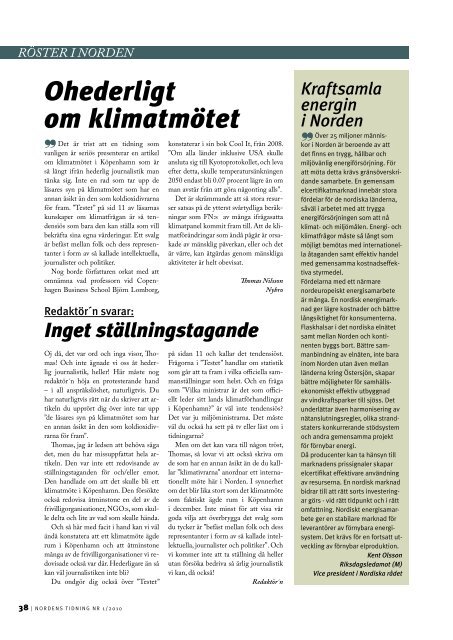 Nordens Tidning nr 1 2010 - Föreningen Norden