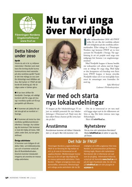 Nordens Tidning nr 1 2010 - Föreningen Norden