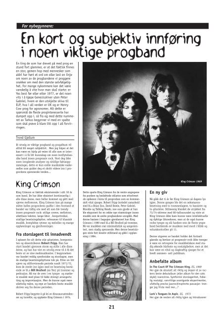 Tidsskrift for progressiv rock - Tarkus Magazine