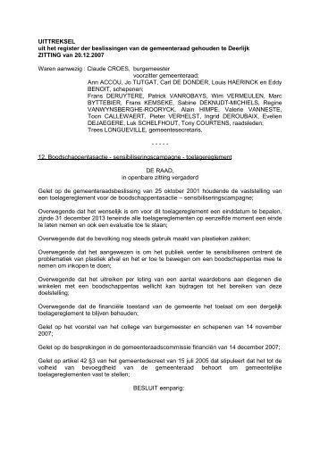 Boodschappentasactie - sensibiliseringscampagne ... - Deerlijk
