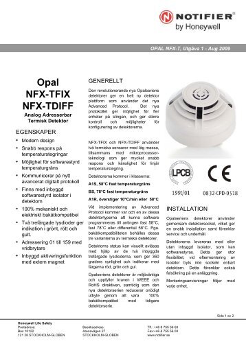 Opal NFX-TFIX NFX-TDIFF - Notifier