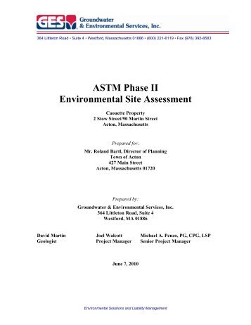 ASTM Phase II Environmental Site Assessment