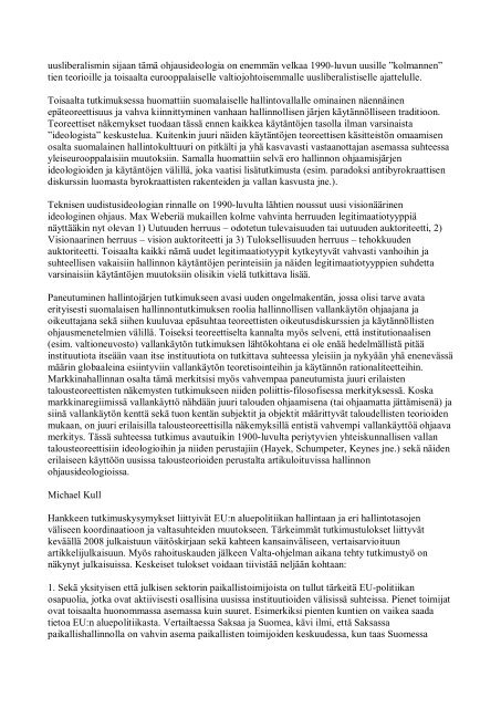 Suomen Akatemia VALTA-OHJELMAN HANKKEIDEN TULOKSET
