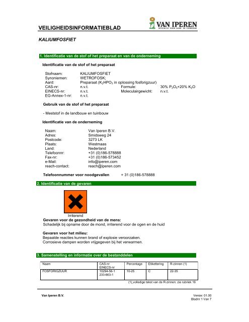 MSDS Kaliumfosfiet Van Iperen [NL-01.00]