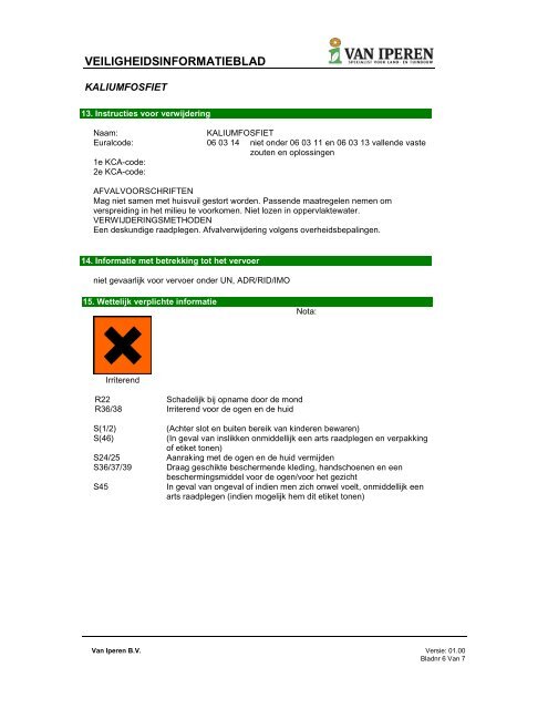 MSDS Kaliumfosfiet Van Iperen [NL-01.00]