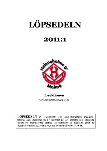 Löpsedeln 1 - Heleneholms IF Långlöparsektion