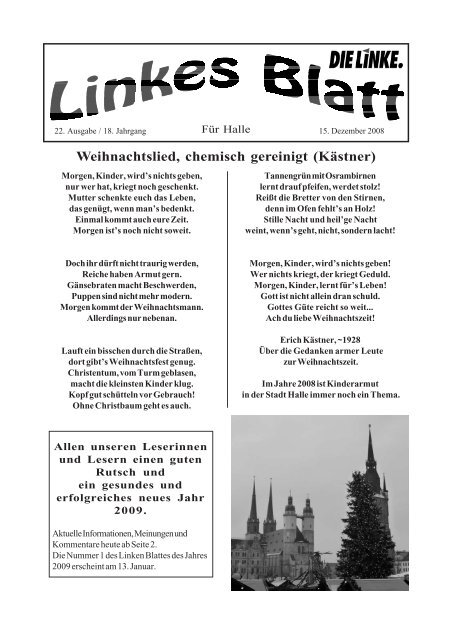 Ausgabe Nr. 22 vom 14. Dezember 2008 - DIE LINKE. Halle /Saale