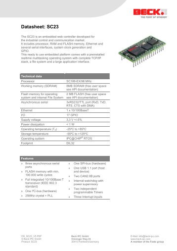 Datasheet: SC23 - Beck IPC Gmbh