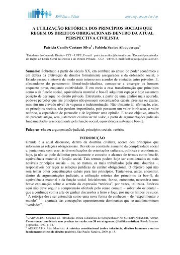 a utilização retórica dos princípios sociais que regem os direitos ...