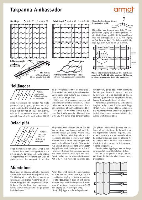 Takpanna monteringsanvisning - Armat