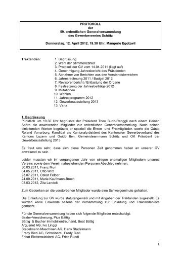 Protokoll 59 ordentlichen GV 12.04.2012-1 - Gewerbeverein Schötz