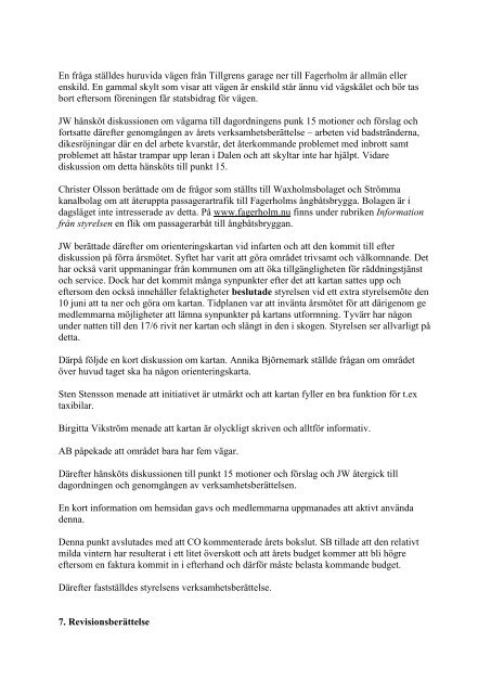 Protokoll från Årsmöte juni 2007 - Fagerholms Vägförening