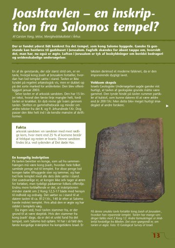 Joashtavlen – en inskrip- tion fra Salomos tempel?