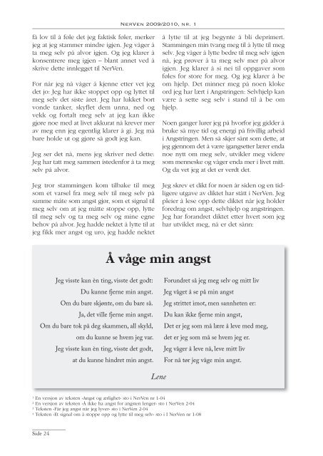 NerVen 2009/2010 Nr 1 (PDF) - Angstringen Norge