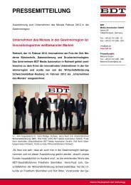 PRESSEMITTEILUNG - BDT