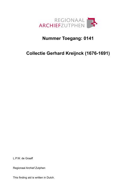 pdf (87,97 kb) - Regionaal Archief Zutphen