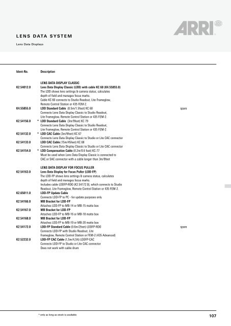 ARRI Camera General Catalogue - Musitelli