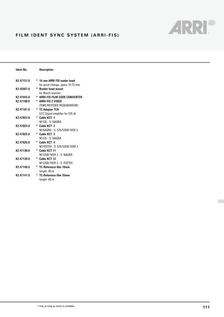 ARRI Camera General Catalogue - Musitelli