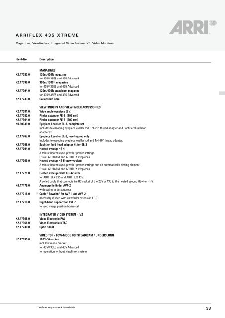 ARRI Camera General Catalogue - Musitelli