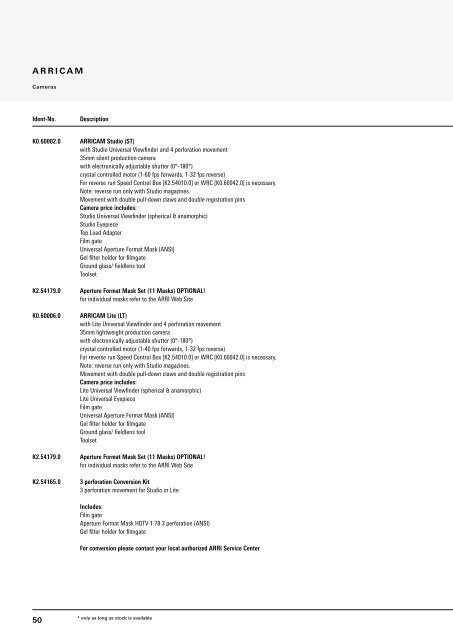 ARRI Camera General Catalogue - Musitelli