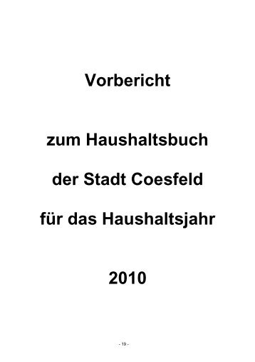 Grundsätzliches zum NKF-Haushalt 2010 - Stadt Coesfeld